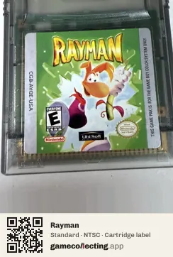 Rayman Game Boy Color, NTSC cartridge label