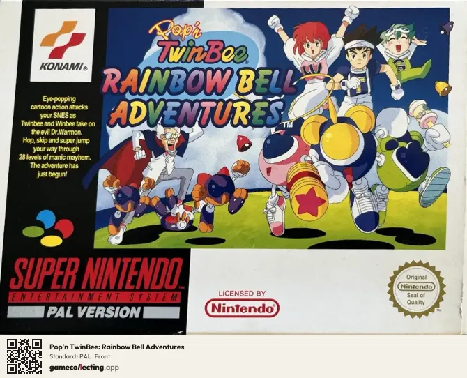 Pop'n TwinBee: Rainbow Bell Adventures Super Nintendo Entertainment System, PAL box front
