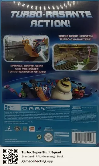 Turbo: Super Stunt Squad Nintendo Wii U, Germany box back