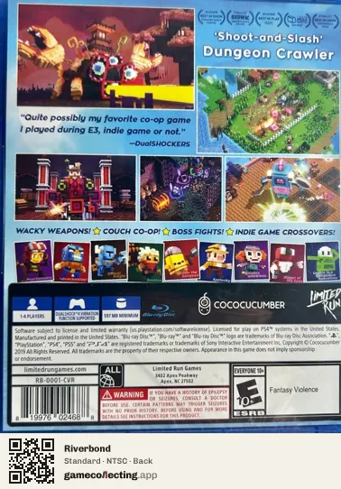 Riverbond PlayStation 4, NTSC box back