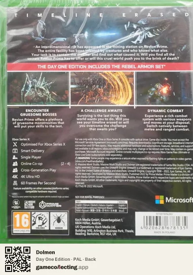 Dolmen Xbox Series X, PAL box back