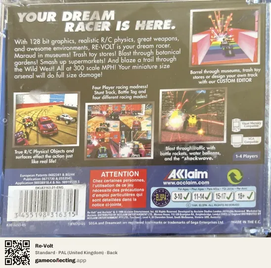 Re-Volt Sega Dreamcast, United Kingdom box back