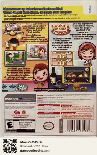 Mama's 2-Pack Nintendo Wii, NTSC box back