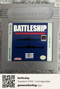 Battleship Game Boy, NTSC cartridge label