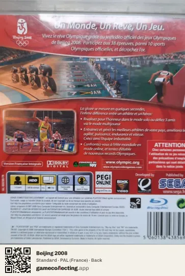 Beijing 2008 PlayStation 3, France box back