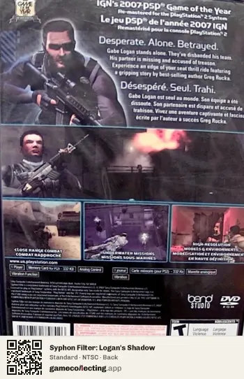 Syphon Filter: Logan's Shadow PlayStation 2, NTSC box back