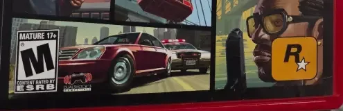 Grand Theft Auto IV, the ESRB box on its front