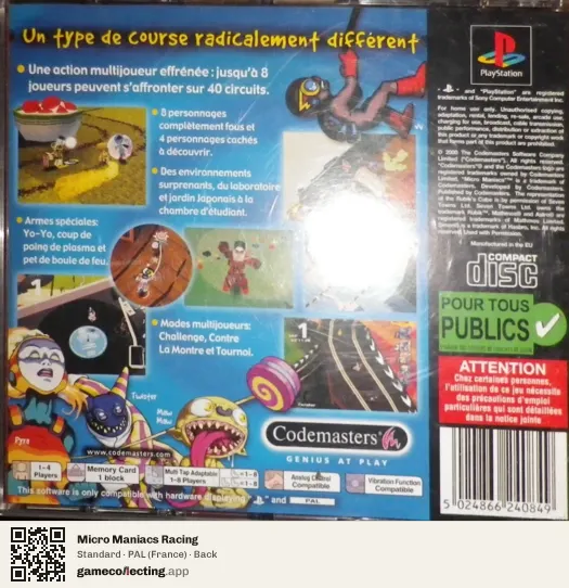 Micro Maniacs Racing PlayStation, France box back