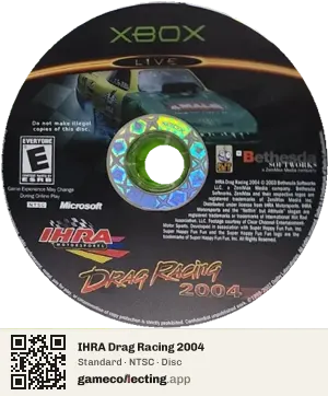 IHRA Drag Racing 2004 Xbox, NTSC disc