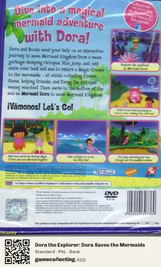 Dora the Explorer: Dora Saves the Mermaids PlayStation 2, PAL box back