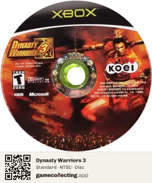 Dynasty Warriors 3 Xbox, NTSC disc