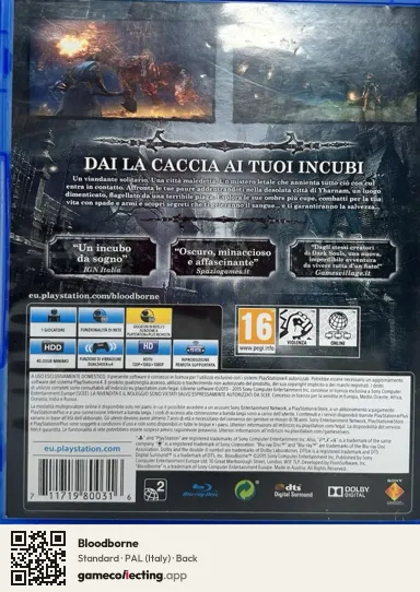 Bloodborne PlayStation 4, Italy box back
