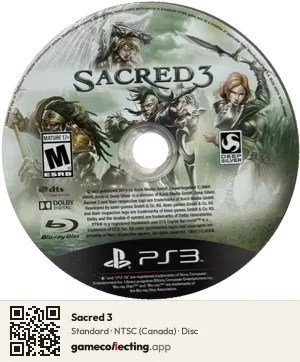 Sacred 3 PlayStation 3, NTSC disc