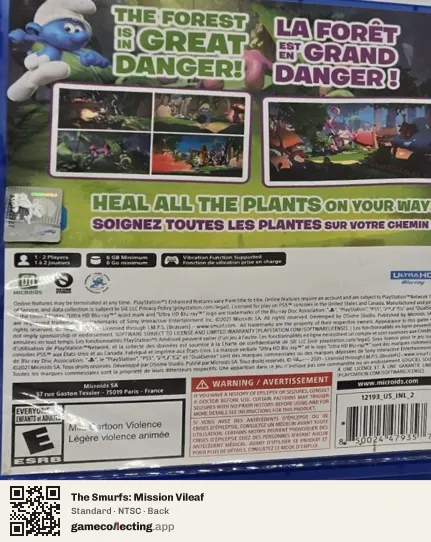 The Smurfs: Mission Vileaf PlayStation 5, NTSC box back