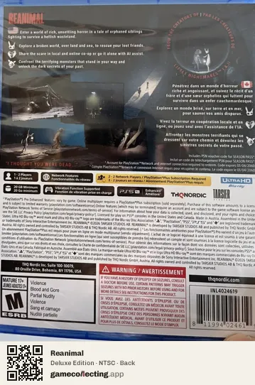 Reanimal PlayStation 5, NTSC box back