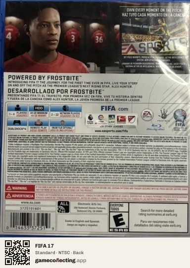 FIFA 17 PlayStation 4, NTSC box back