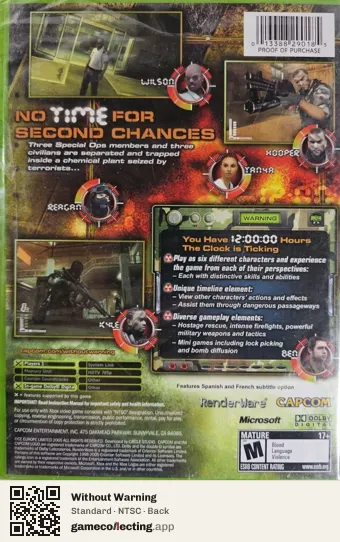 Without Warning Xbox, NTSC box back