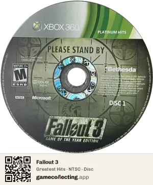 Fallout 3 Xbox 360, NTSC disc