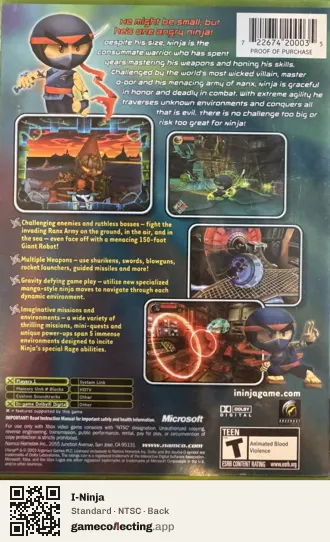 I-Ninja Xbox, NTSC box back