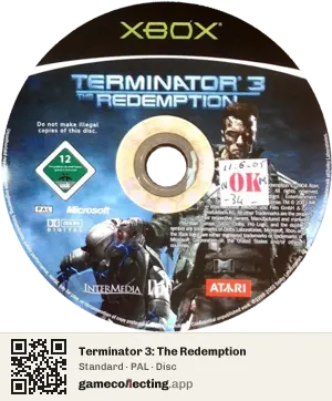 Terminator 3: The Redemption Xbox, PAL disc