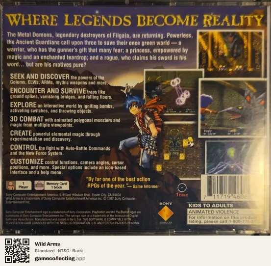 Wild Arms PlayStation, NTSC box back