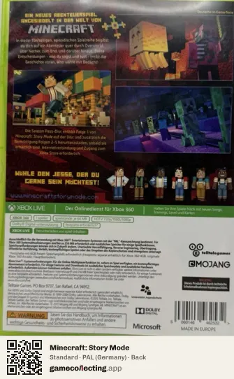 Minecraft: Story Mode Xbox 360, Germany box back