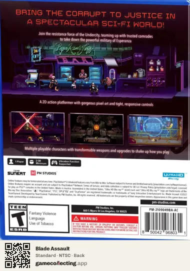 Blade Assault PlayStation 5, NTSC box back