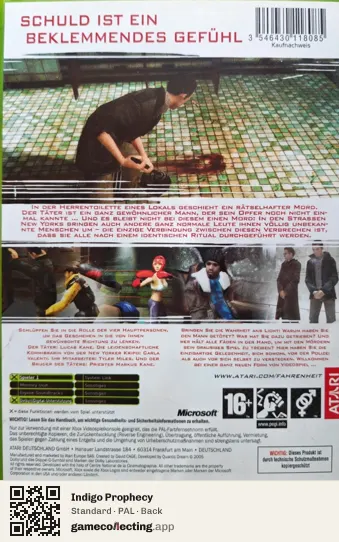 Indigo Prophecy Xbox, PAL box back