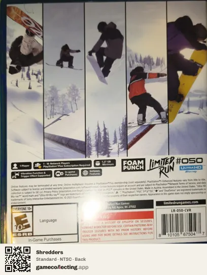 Shredders PlayStation 5, NTSC box back