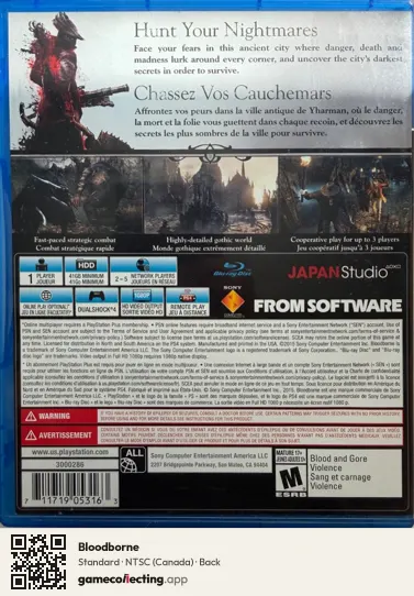 Bloodborne PlayStation 4, Canada box back