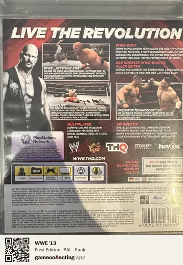 WWE '13 PlayStation 3, PAL box back