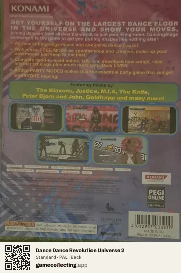 Dance Dance Revolution Universe 2 Xbox 360, PAL box back
