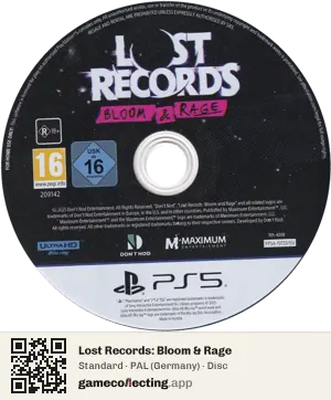 Lost Records: Bloom & Rage PlayStation 5, PAL disc