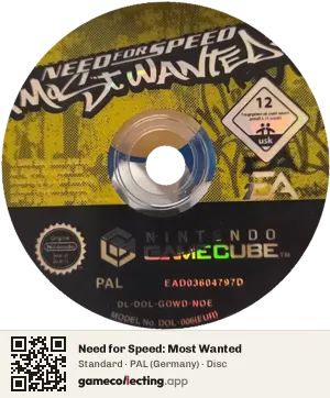 Need for Speed: Most Wanted Nintendo GameCube, PAL disc