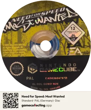 Need for Speed: Most Wanted Nintendo GameCube, PAL disc