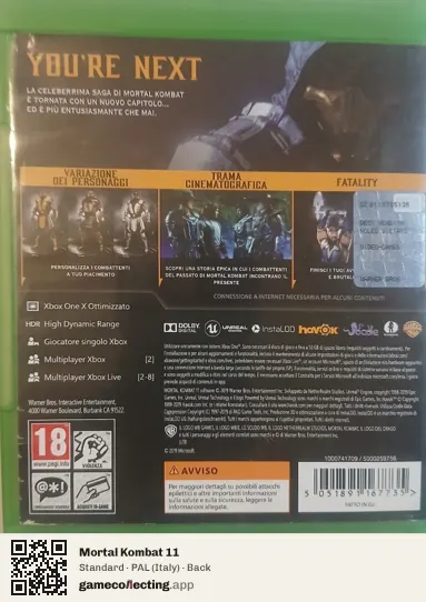 Mortal Kombat 11 Xbox One, Italy box back