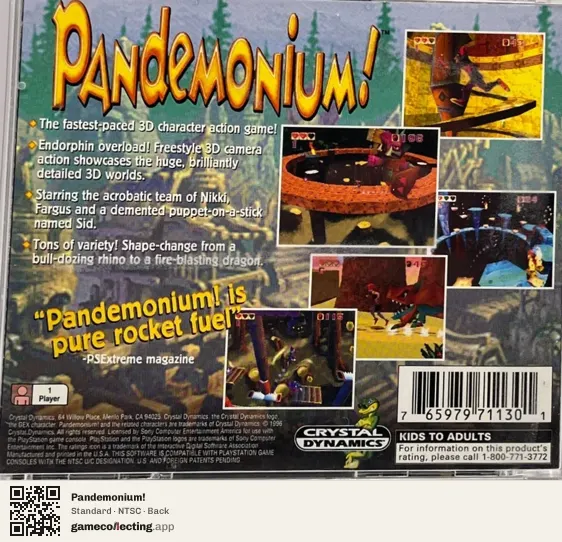Pandemonium! PlayStation, NTSC box back