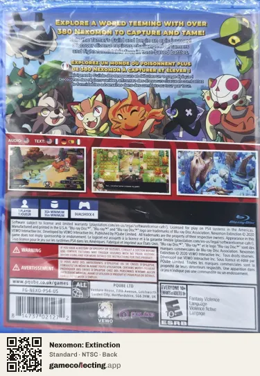 Nexomon: Extinction PlayStation 4, NTSC box back