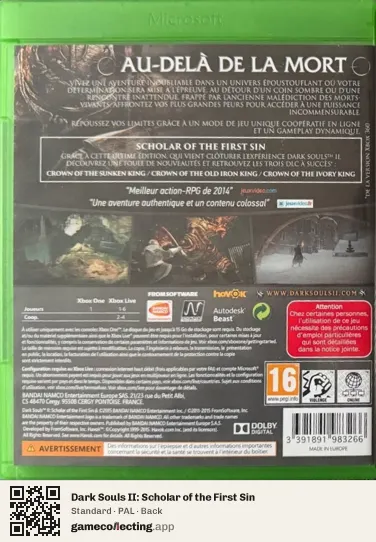 Dark Souls II: Scholar of the First Sin Xbox One, PAL box back