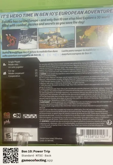 Ben 10: Power Trip Xbox One, NTSC box back