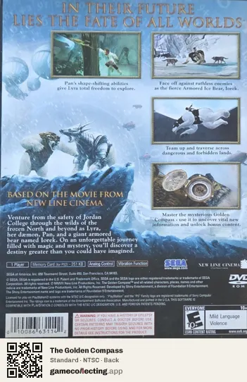 The Golden Compass PlayStation 2, NTSC box back
