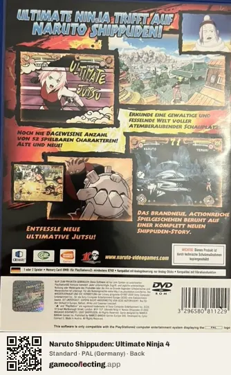 Naruto Shippuden: Ultimate Ninja 4 PlayStation 2, Germany box back