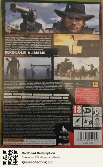 Red Dead Redemption Xbox 360, France box back