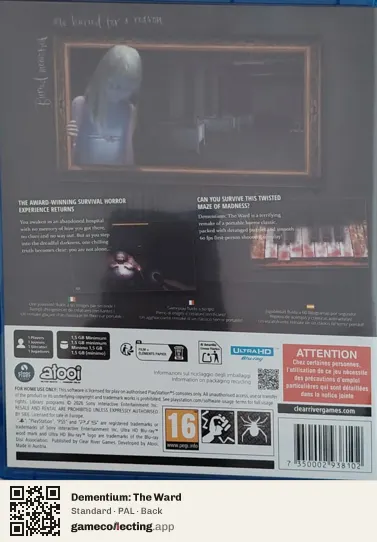 Dementium: The Ward PlayStation 5, PAL box back