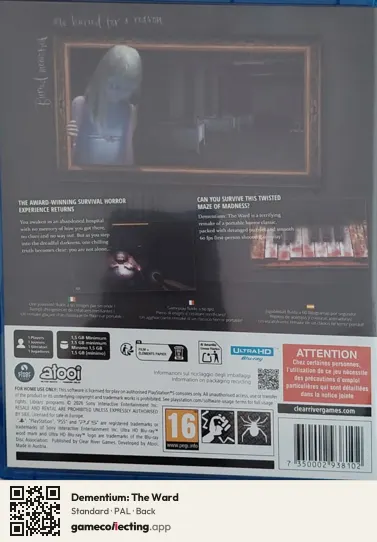 Dementium: The Ward PlayStation 5, PAL box back