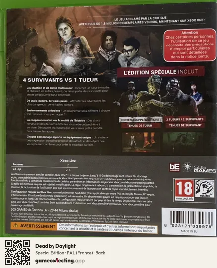 Dead by Daylight Xbox One, France box back