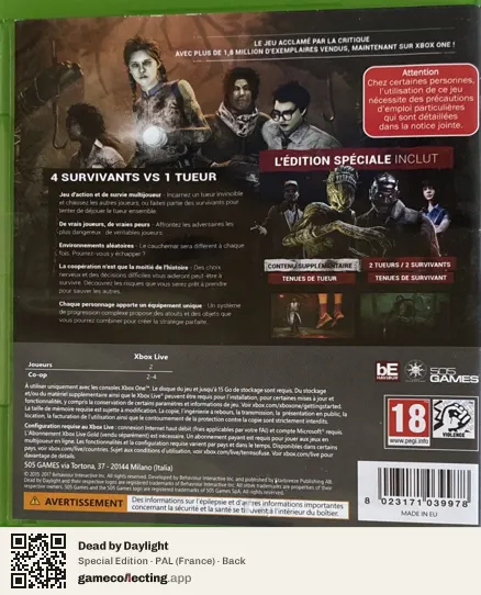 Dead by Daylight Xbox One, France box back