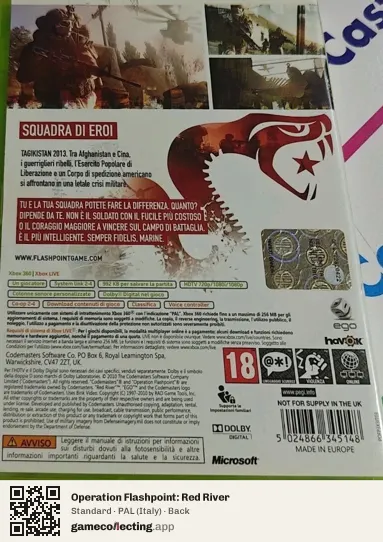 Operation Flashpoint: Red River Xbox 360, Italy box back