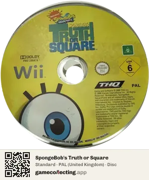 SpongeBob's Truth or Square Nintendo Wii, PAL disc