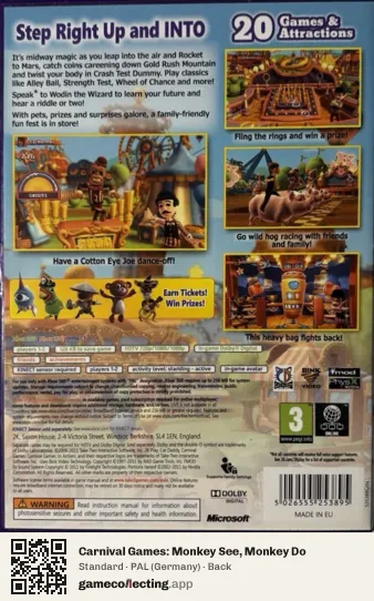 Carnival Games: Monkey See, Monkey Do Xbox 360, Germany box back